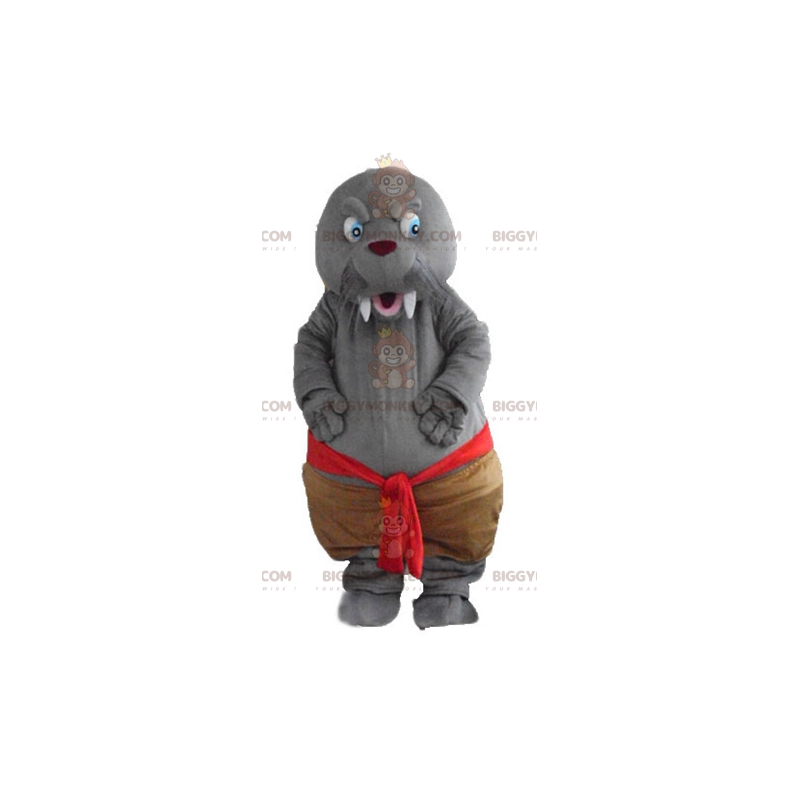 Traje de mascote Big Teeth Grey Walrus Seal BIGGYMONKEY™ –