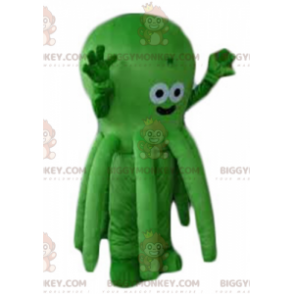 Very Cute and Smiling Green Octopus BIGGYMONKEY™ Mascot Costume