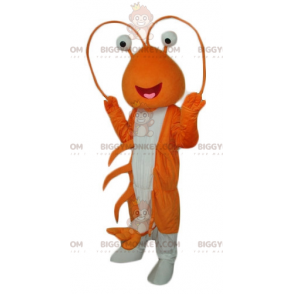 BIGGYMONKEY™ Orange og hvid kæmpe langusterhummermaskotkostume