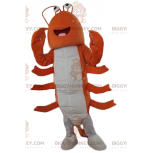 Traje de mascote lagosta gigante laranja e branco BIGGYMONKEY™