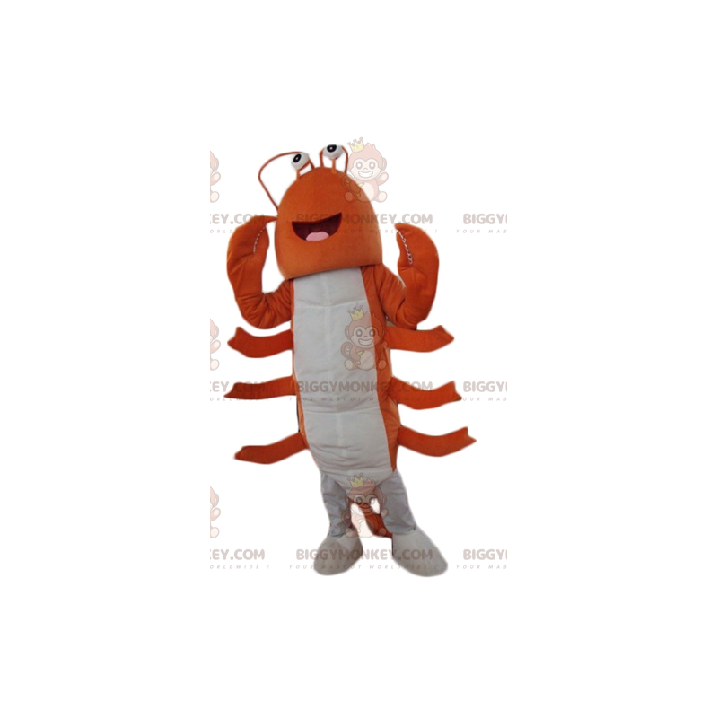 BIGGYMONKEY™ Orange and White Giant Crawfish Lobster Mascot