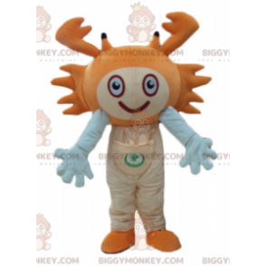 Meget smilende orange og hvid krabbe BIGGYMONKEY™ maskotkostume