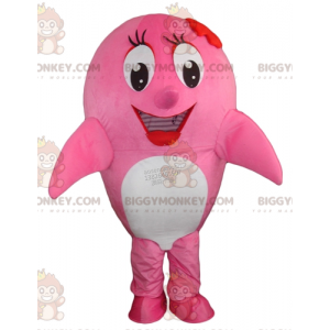 Costume de mascotte BIGGYMONKEY™ de dauphin rose et blanc de