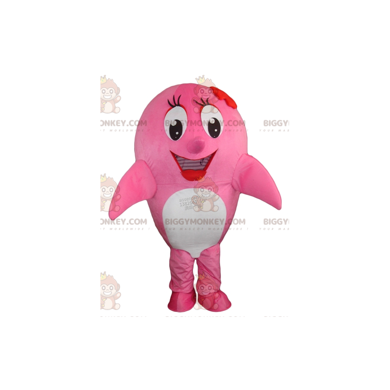 Costume de mascotte BIGGYMONKEY™ de dauphin rose et blanc de