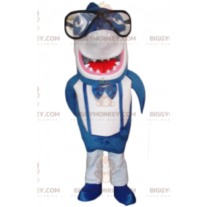 Costume de mascotte BIGGYMONKEY™ de requin bleu et blanc géant