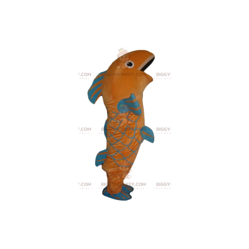 Costume da mascotte BIGGYMONKEY™ pesce gigante arancione e blu