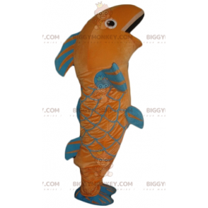 Orange und blauer Riesenfisch BIGGYMONKEY™ Maskottchenkostüm -