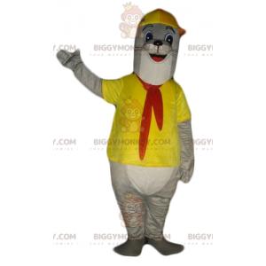 Costume de mascotte BIGGYMONKEY™ de loutre grise et blanche