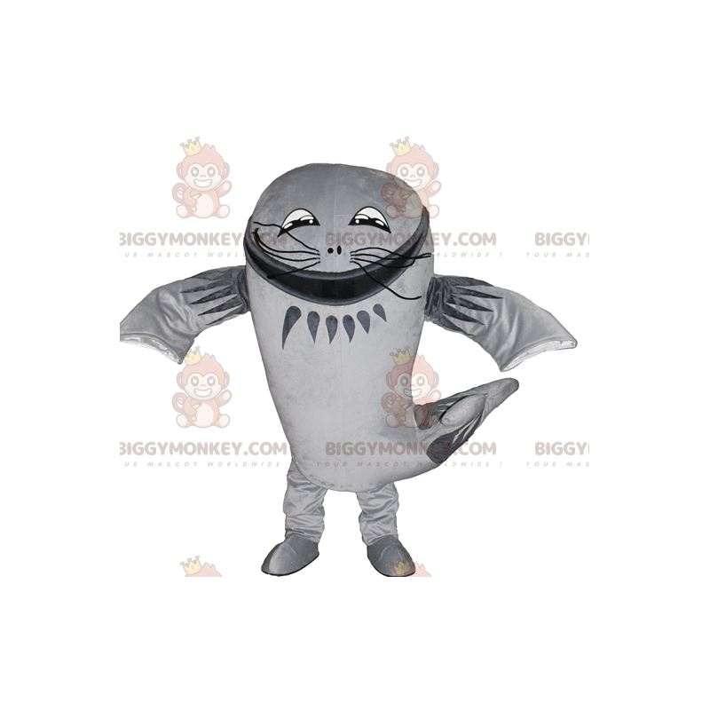 Costume de mascotte BIGGYMONKEY™ de gros poisson gris de