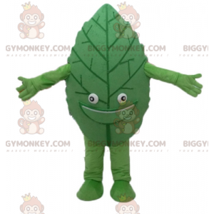 Disfraz de mascota Biggymonkey™ de hoja verde gigante sonriente