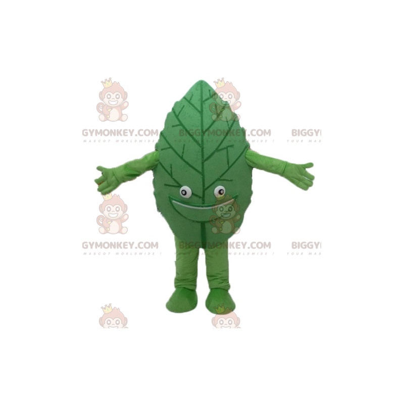 Χαμογελαστή στολή μασκότ BIGGYMONKEY™ Giant Green Leaf -