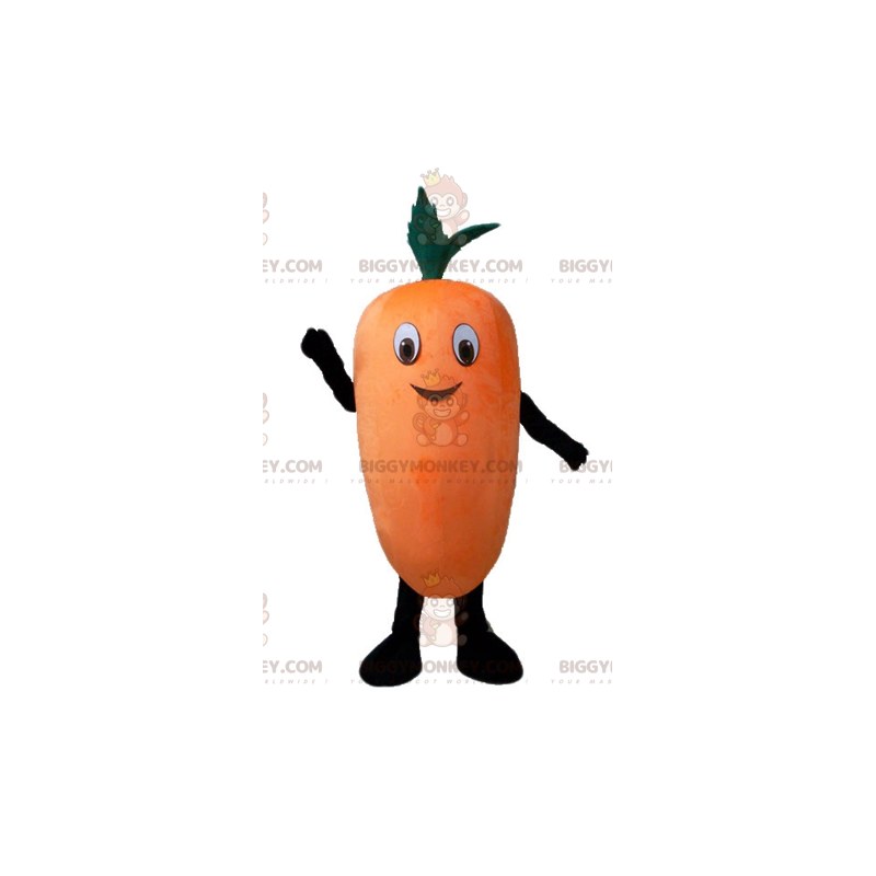 Obří kostým s úsměvem oranžová mrkev s maskotem BIGGYMONKEY™ –