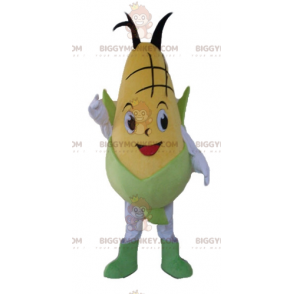 Costume de mascotte BIGGYMONKEY™ d'épi de maïs jaune et vert