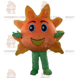 Traje de mascote BIGGYMONKEY™ Gigante Sol Laranja e Amarelo