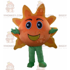 Traje de mascote BIGGYMONKEY™ Gigante Sol Laranja e Amarelo