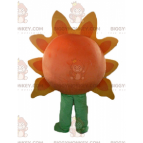 Traje de mascote BIGGYMONKEY™ Gigante Sol Laranja e Amarelo