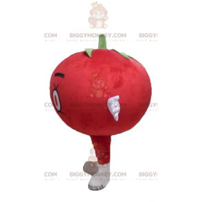 Słodki, okrągły kostium maskotki z czerwonym pomidorem