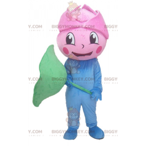 BIGGYMONKEY™ Giant Blue and Green Rose Flower Mascot Costume –