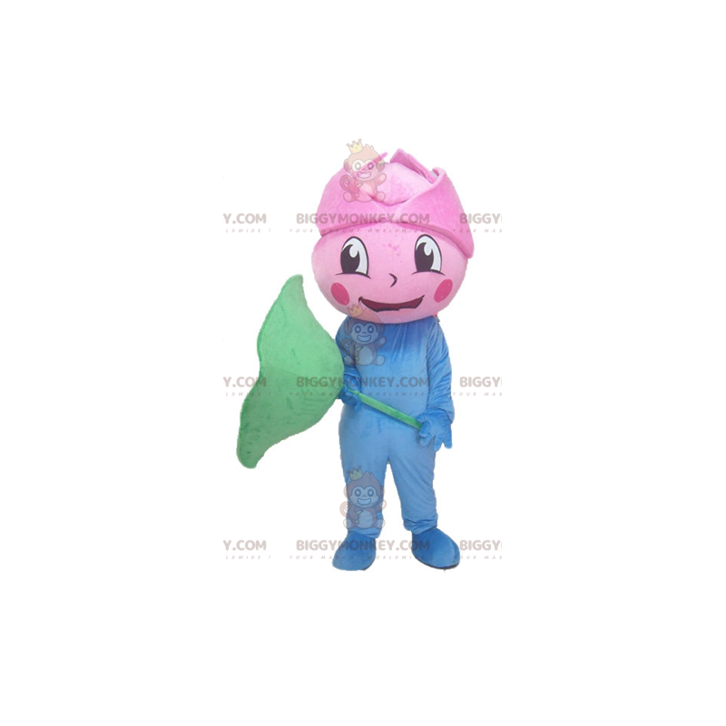 BIGGYMONKEY™ Disfraz de Mascota de Flor de Rosa Azul y Verde