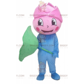 BIGGYMONKEY™ Giant Blue and Green Rose Flower Mascot Costume -