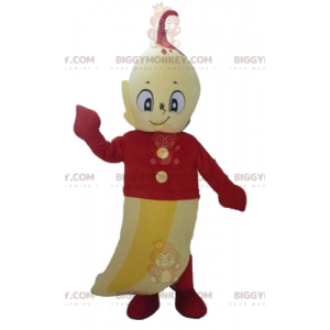 BIGGYMONKEY™ Maskotdräkt Jättegul banan med röd outfit -