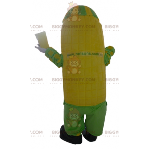 Costume da mascotte gigante giallo e verde pannocchia di mais