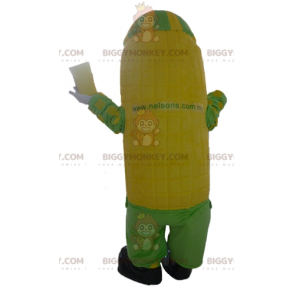 Costume de mascotte BIGGYMONKEY™ d'épi de maïs jaune et vert