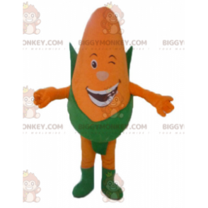 BIGGYMONKEY™ Orange and Green Smiling Giant Corn Cob Mascot