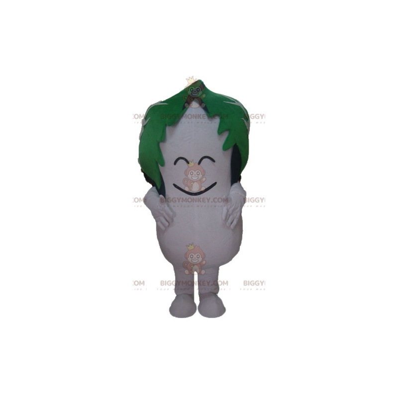 Dudhi White Radish BIGGYMONKEY™ Mascot Costume with Leaf on