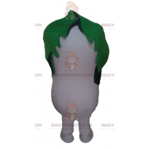 Traje de mascote Dudhi White Radish BIGGYMONKEY™ com folha na