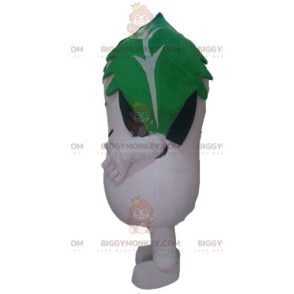 Dudhi White Radish BIGGYMONKEY™ Mascot Costume with Leaf on