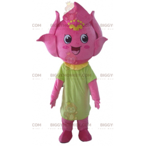 Costume de mascotte BIGGYMONKEY™ de fleur de rose de fleur de