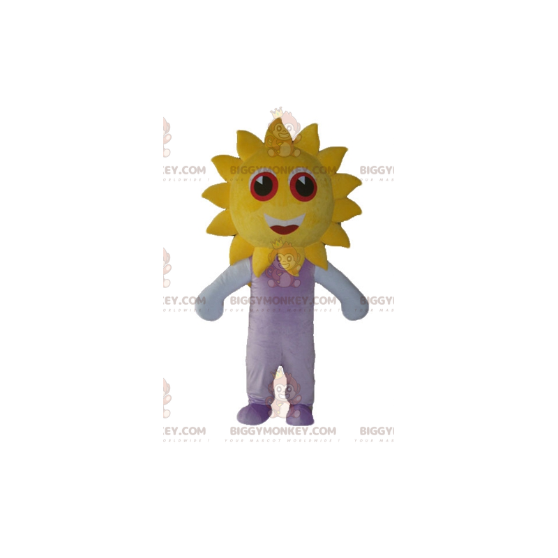 Söt leende stor gul sol BIGGYMONKEY™ maskotdräkt - BiggyMonkey