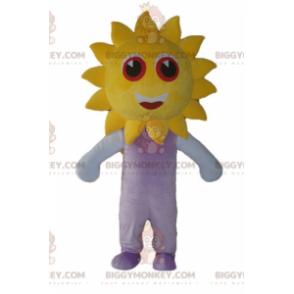Słodki kostium maskotki uśmiechniętego dużego żółtego słońca