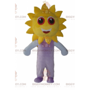 Traje de mascote BIGGYMONKEY™ com um grande sol amarelo e