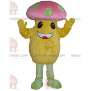 Traje de mascote BIGGYMONKEY™ Big Mushroom Yellow e Pink Green