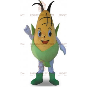 Fantasia de mascote de espiga de milho gigante verde e amarelo