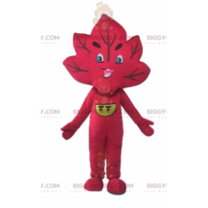 Lächelndes riesiges rotes Blatt BIGGYMONKEY™ Maskottchen-Kostüm