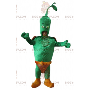 Kæmpe grønt grønt BIGGYMONKEY™ maskotkostume med brune trusser