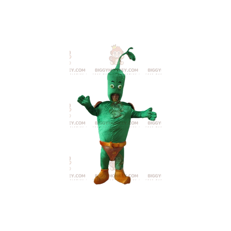 Traje de mascote gigante verde BIGGYMONKEY™ com calcinha marrom