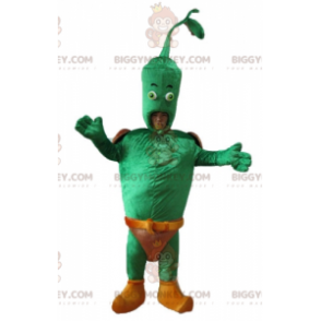 BIGGYMONKEY™ mascottekostuum met groene groente en bruine slip