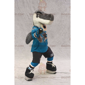 Gray and White Shark BIGGYMONKEY™ Mascot Costume In Sportswear