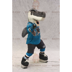 Gray and White Shark BIGGYMONKEY™ Mascot Costume In Sportswear