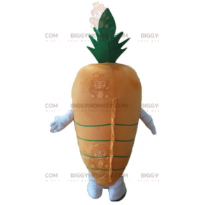 Costume mascotte BIGGYMONKEY™ carota gigante arancione e verde