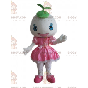 BIGGYMONKEY™ Maskottchen-Kostüm Mädchen im rosa Kleid mit