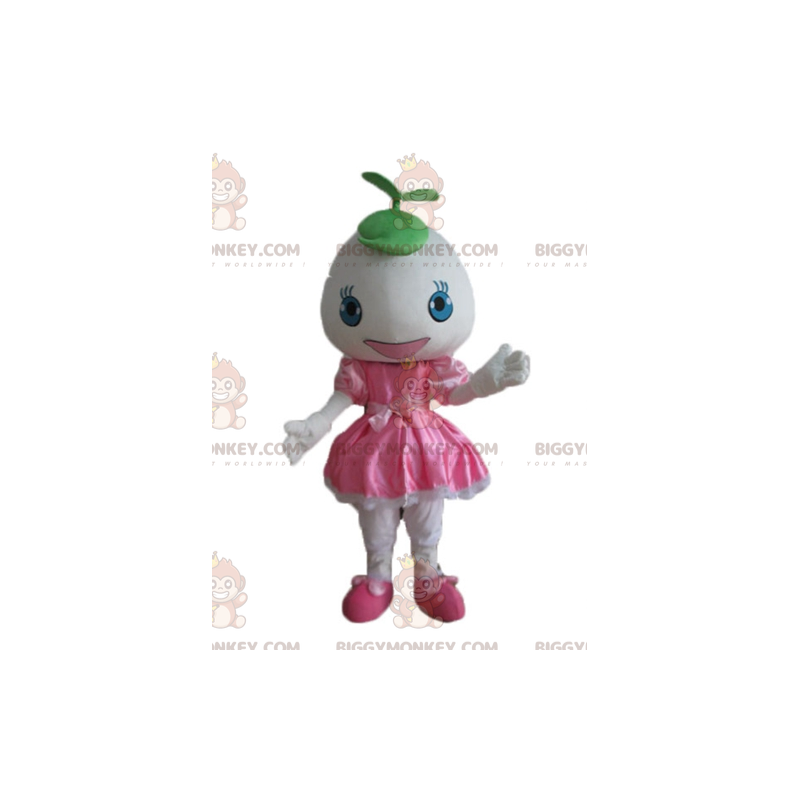 BIGGYMONKEY™ maskotti-asu tyttö vaaleanpunaisessa mekossa