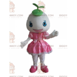 BIGGYMONKEY™ Disfraz de mascota Chica con vestido rosa y cabeza