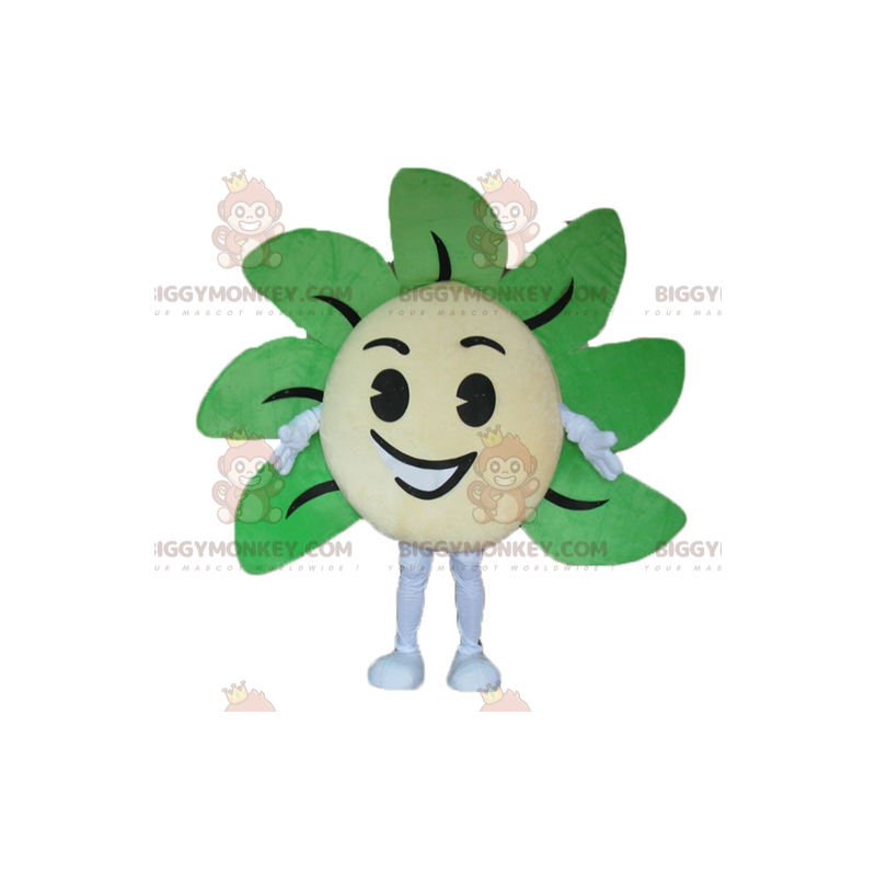 Costume de mascotte BIGGYMONKEY™ de fleur jaune et verte géante