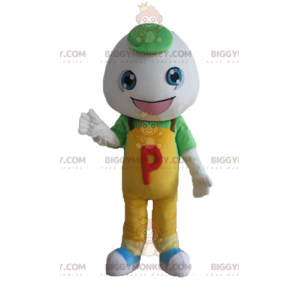 BIGGYMONKEY™ Mascot Costume Boy In Overalls With A Round Head -
