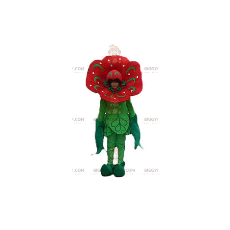 Giant Tulip Red and Green Flower BIGGYMONKEY™ Mascot Costume –